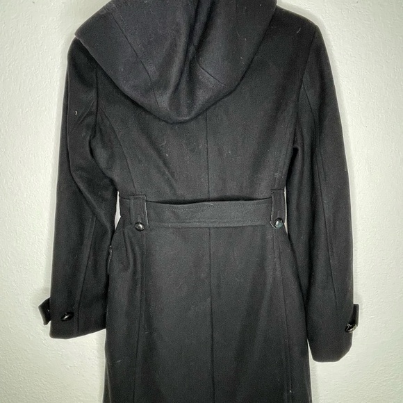 J. Crew coat trench hooded Sz medium NWT black belted wool blend classic - Picture 5 of 10